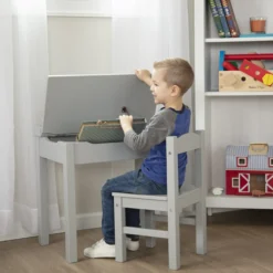 Child's Lift-Top Desk & Chair - Gray