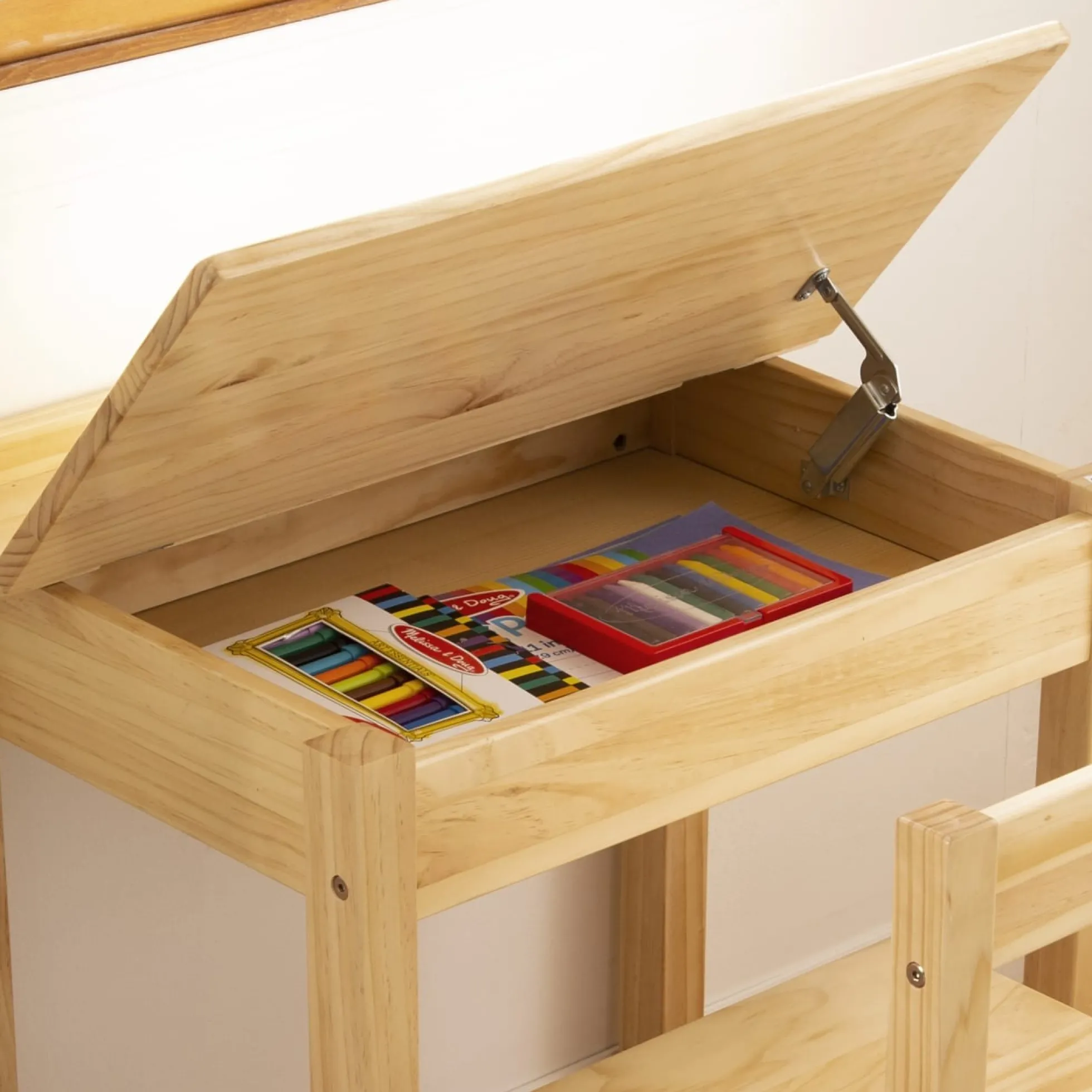 Child's Lift-Top Desk & Chair - Honey