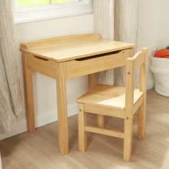 Child's Lift-Top Desk & Chair - Honey