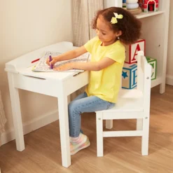 Child's Lift-Top Desk & Chair - White