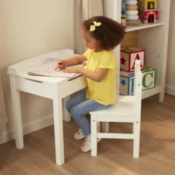 Child's Lift-Top Desk & Chair - White