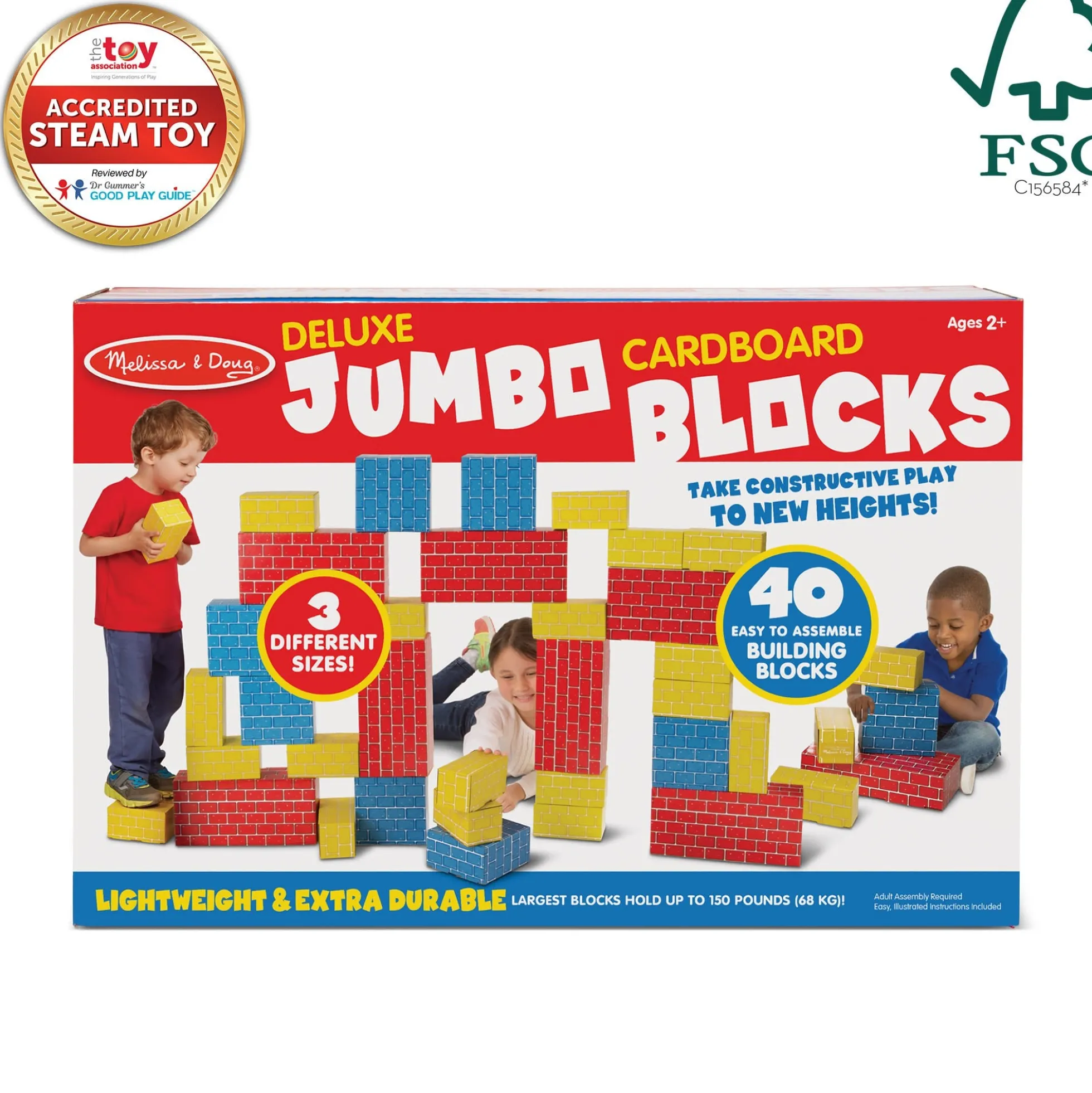Deluxe Jumbo Cardboard Blocks - 40 Pieces