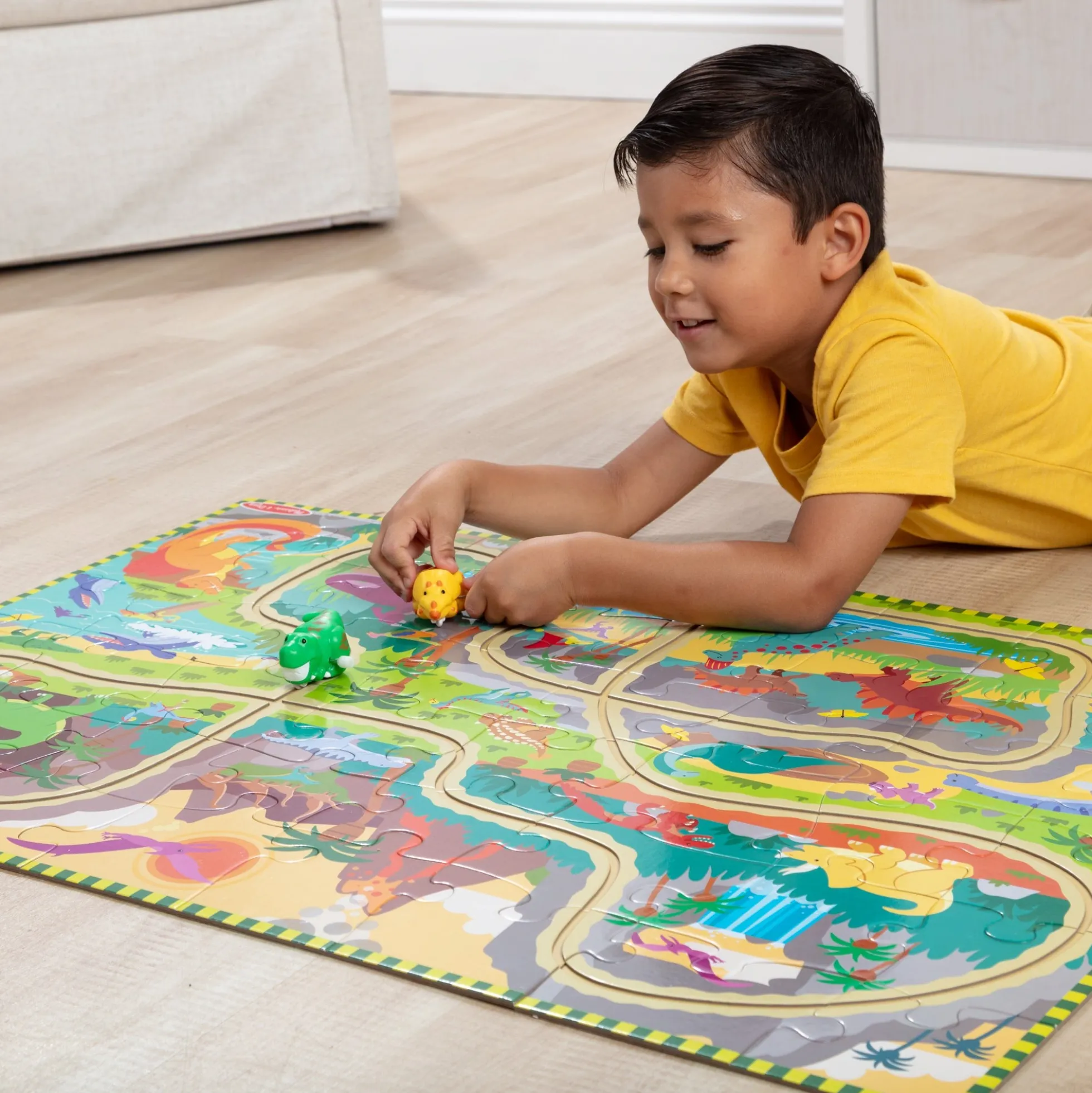 Dinosaur Adventure Tracks Floor Puzzle – 48 Pieces + 2 Wind-Up Dinosaurs