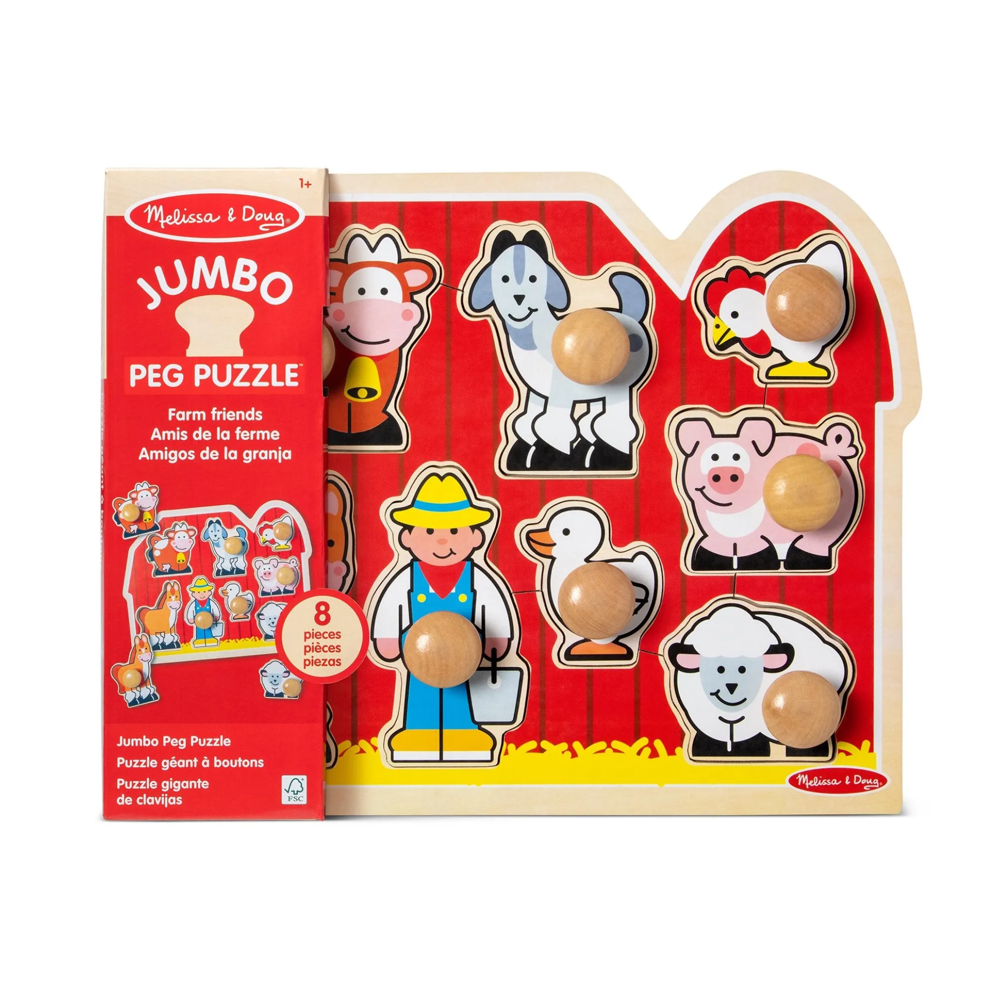 Farm Friends Jumbo Peg Puzzle - 8 Pieces