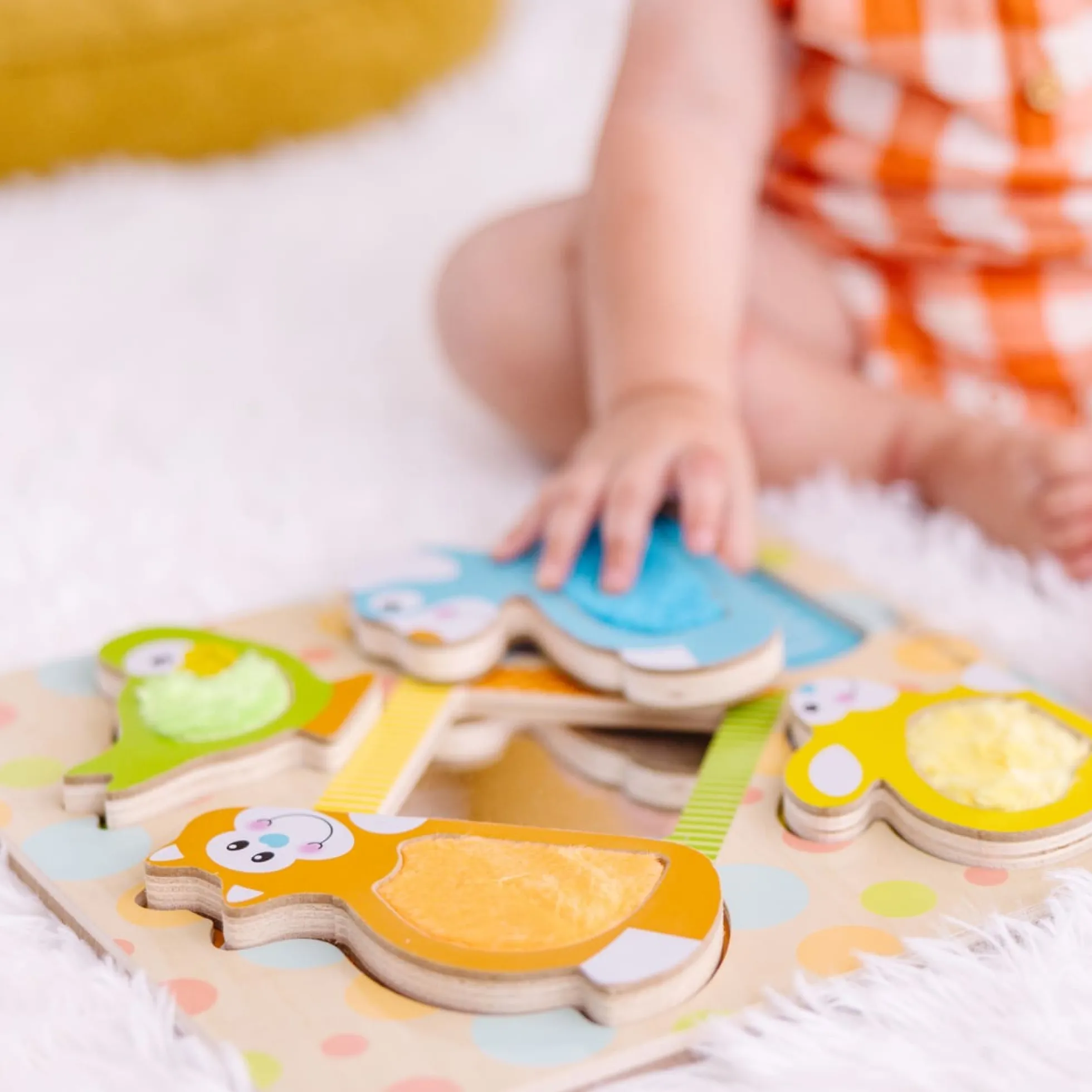 First Play Wooden Touch and Feel Puzzle Peek-a-Boo Pets With Mirror