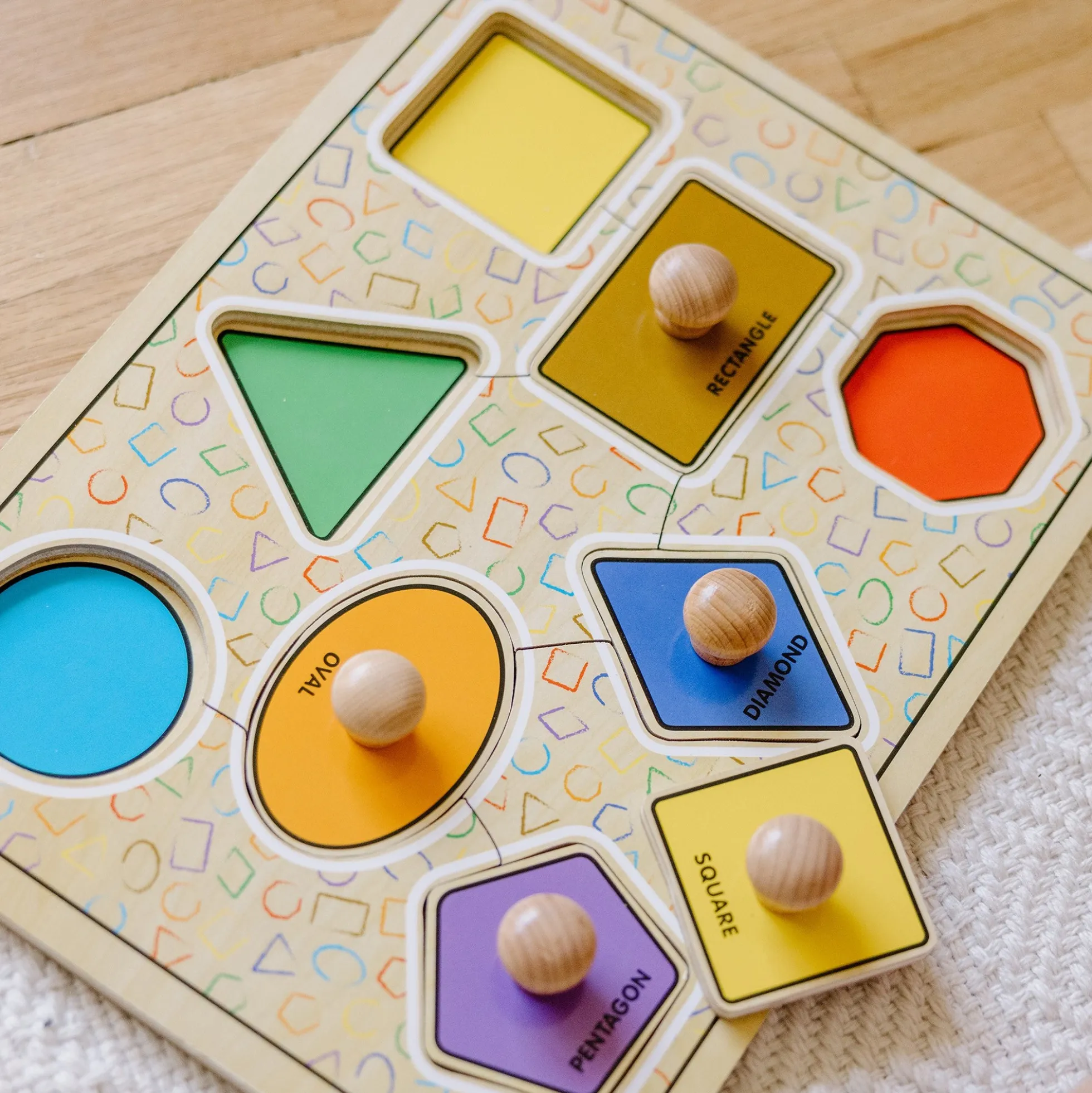 Geometric Shapes Deluxe Jumbo Peg Puzzle - 8 Pieces
