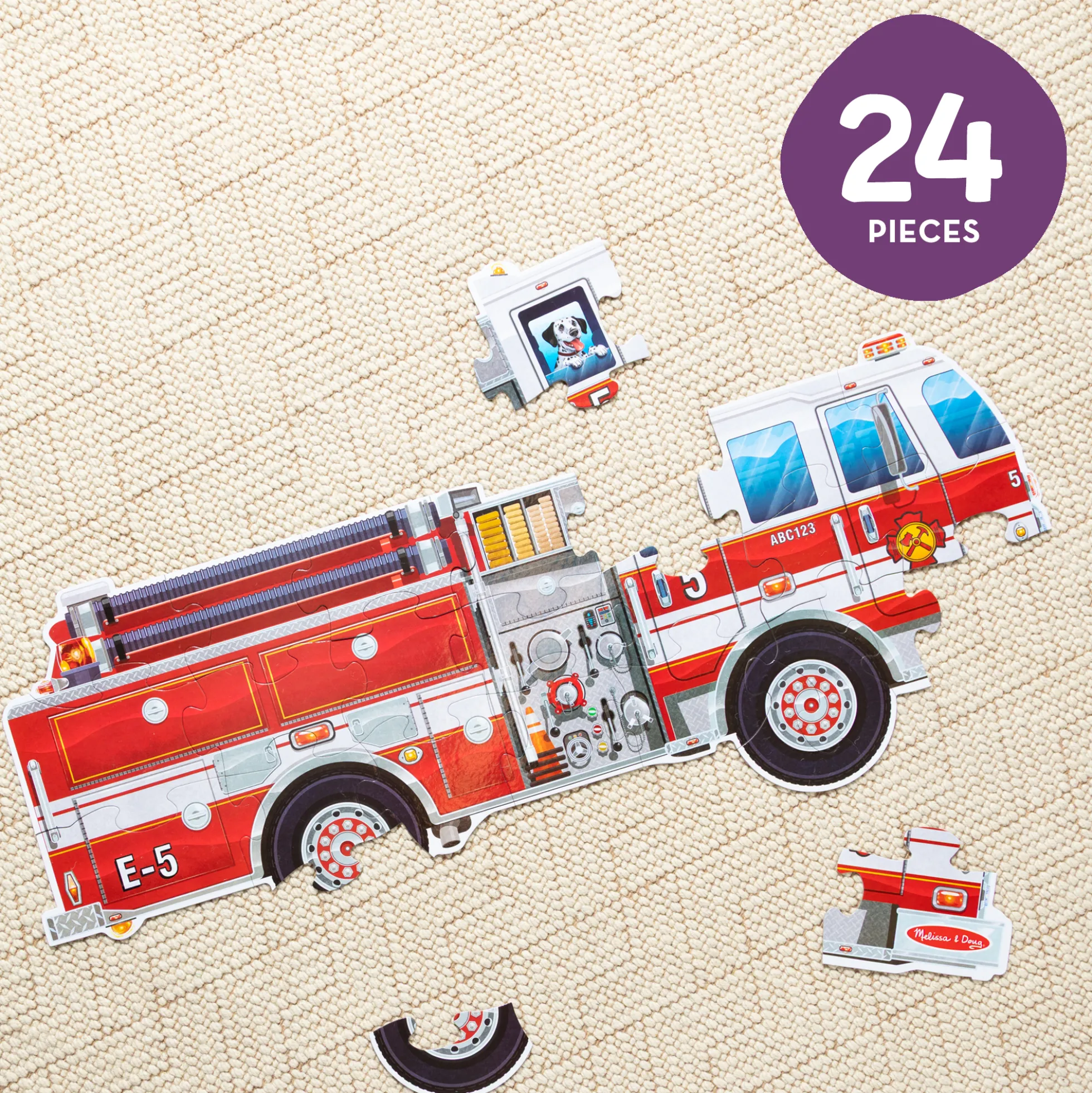 Giant Fire Truck Floor Puzzle - 24 Pieces