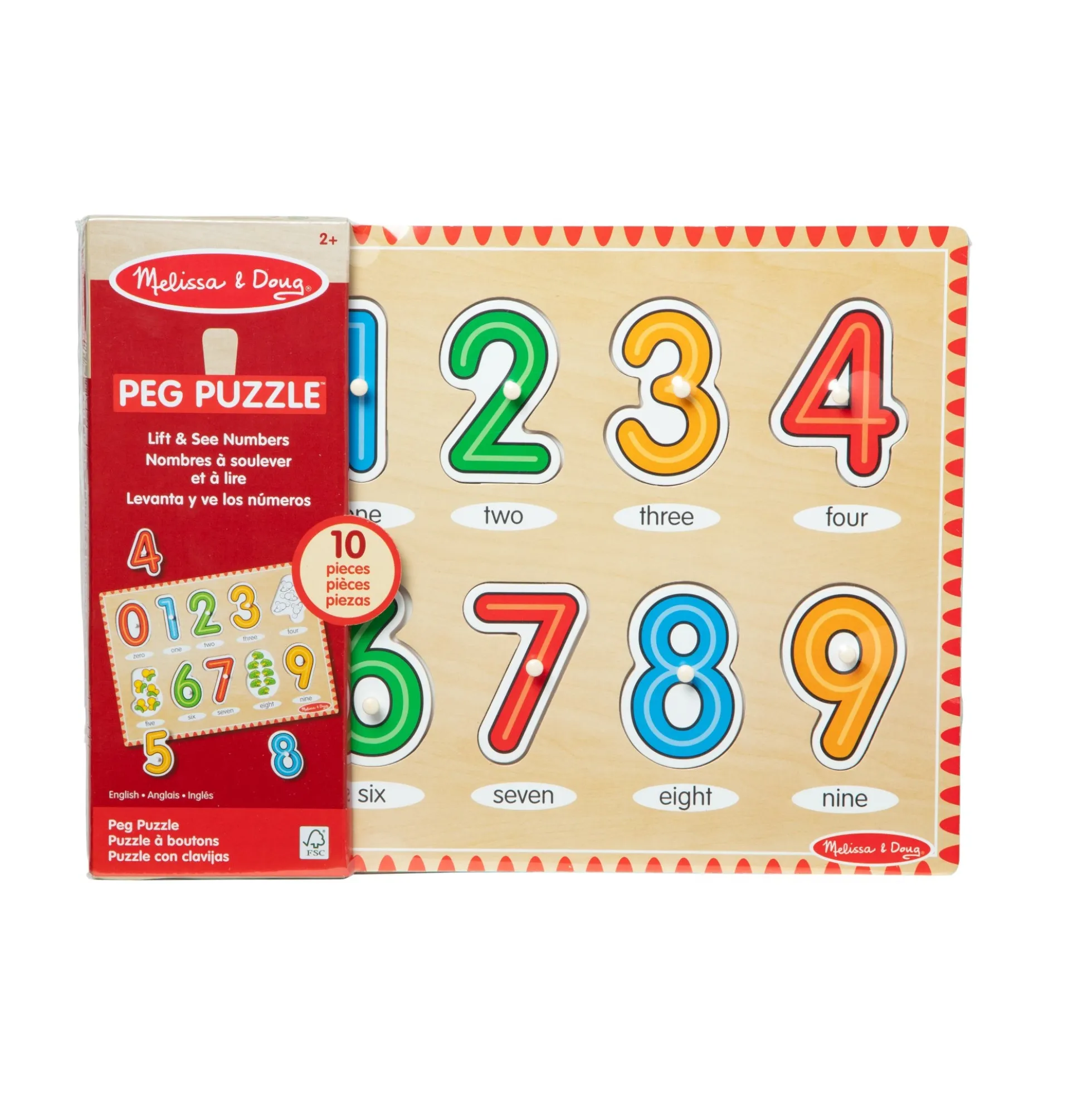 Lift & See Numbers Peg Puzzle - 10 Pieces