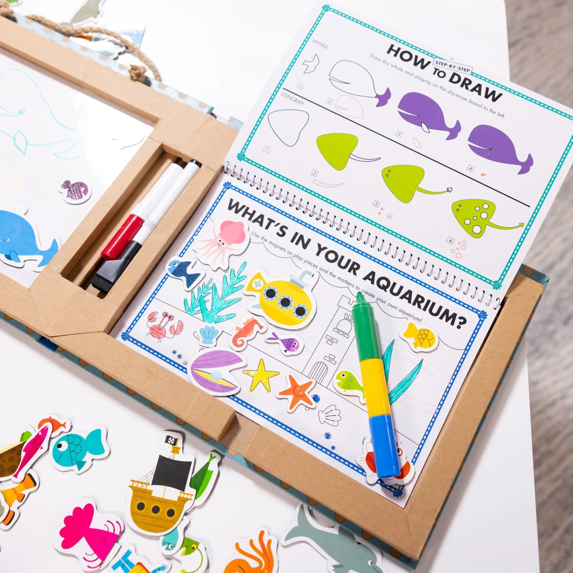 Natural Play: Play, Draw, Create Reusable Drawing & Magnet Kit – Ocean