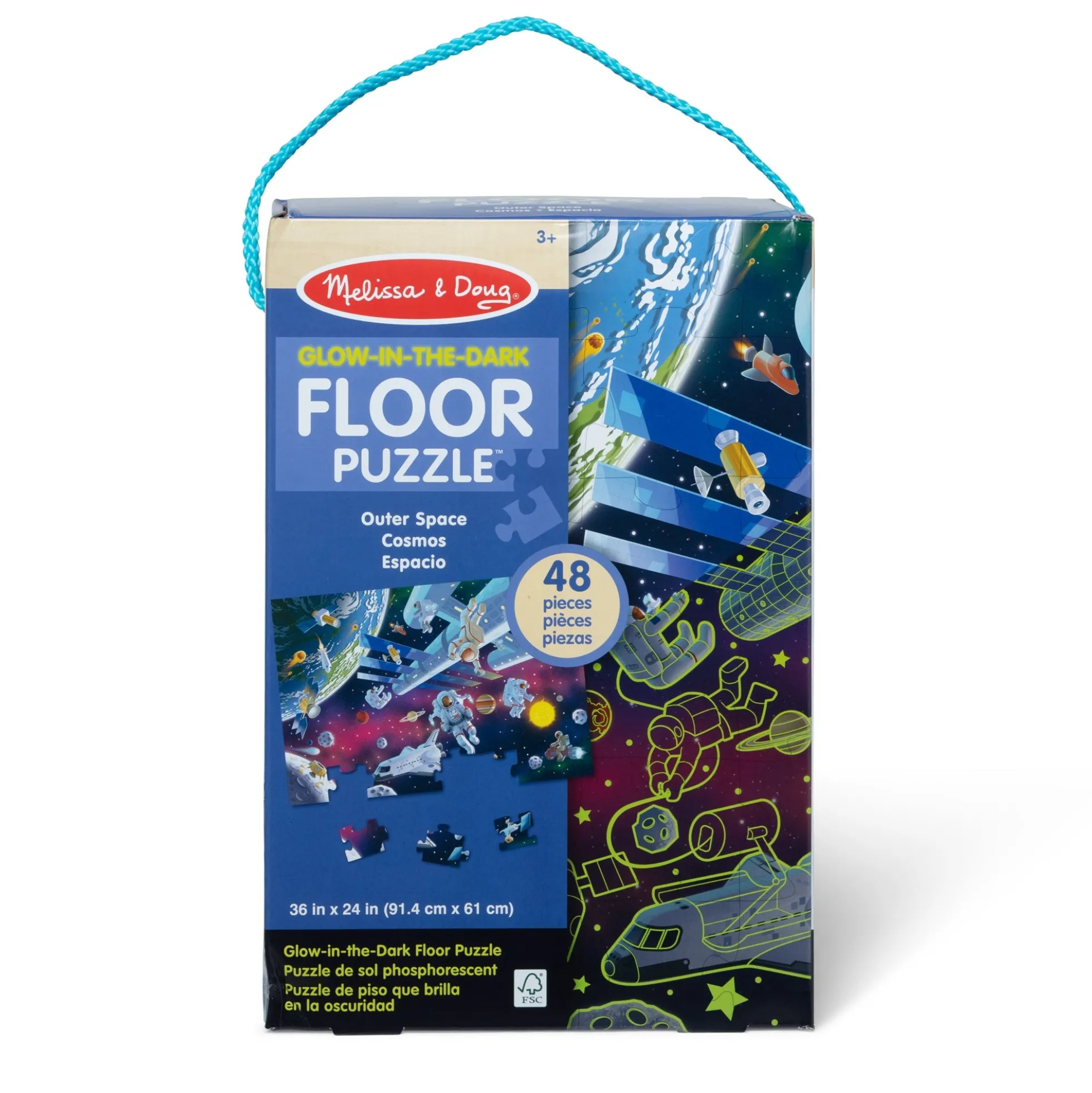 Outer Space Glow-in-the-Dark Floor Puzzle – 48 Pieces