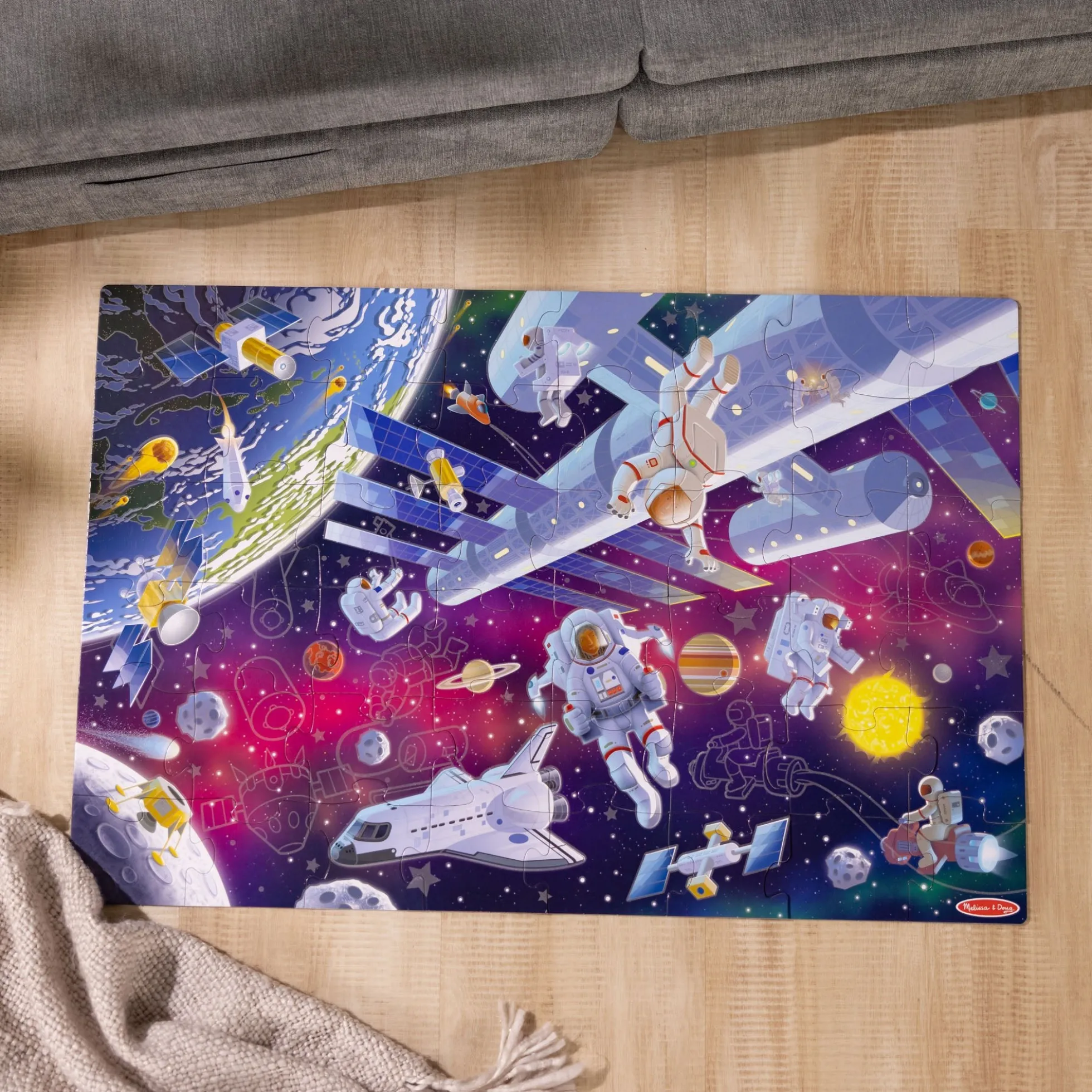 Outer Space Glow-in-the-Dark Floor Puzzle – 48 Pieces