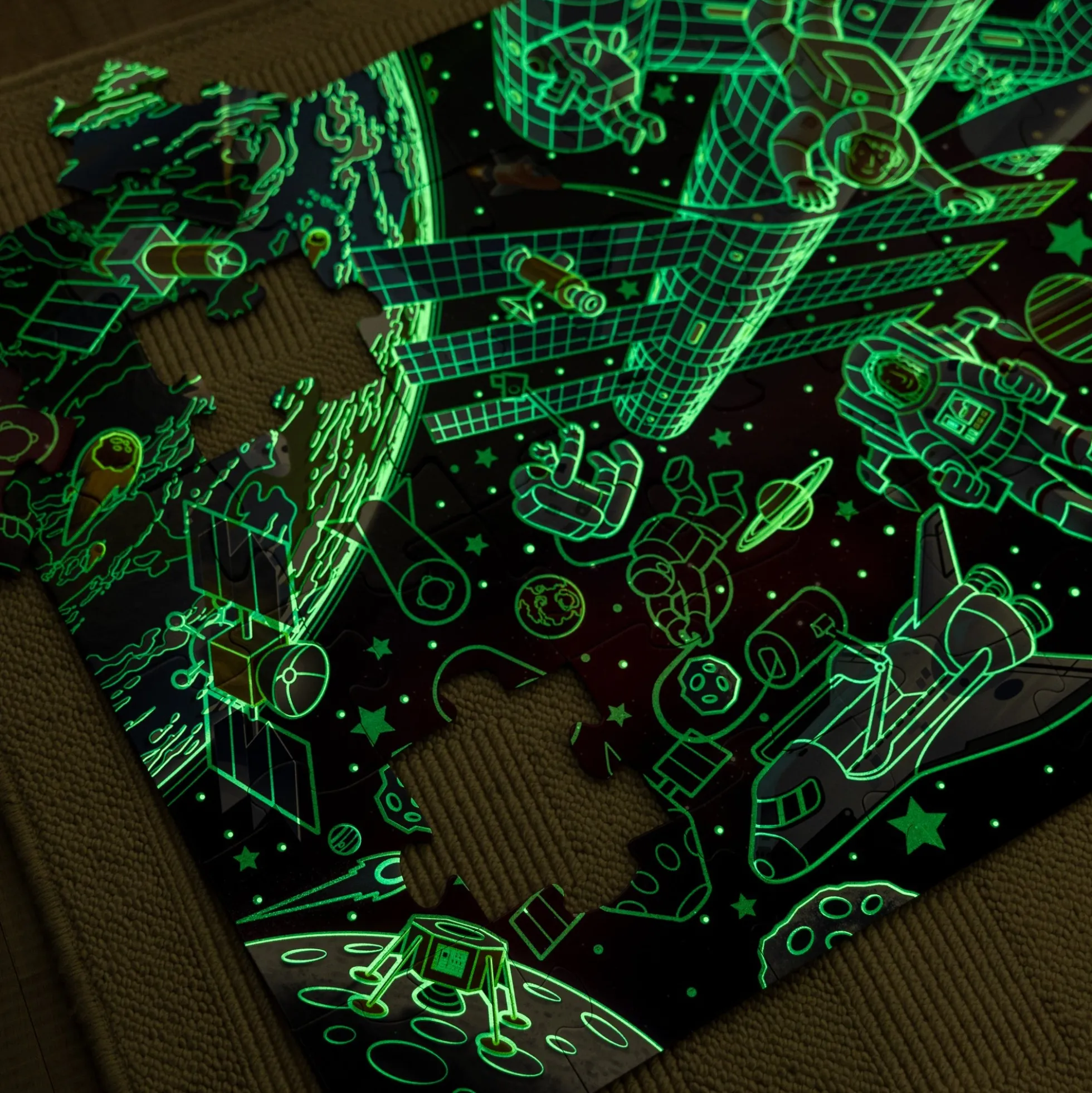 Outer Space Glow-in-the-Dark Floor Puzzle – 48 Pieces