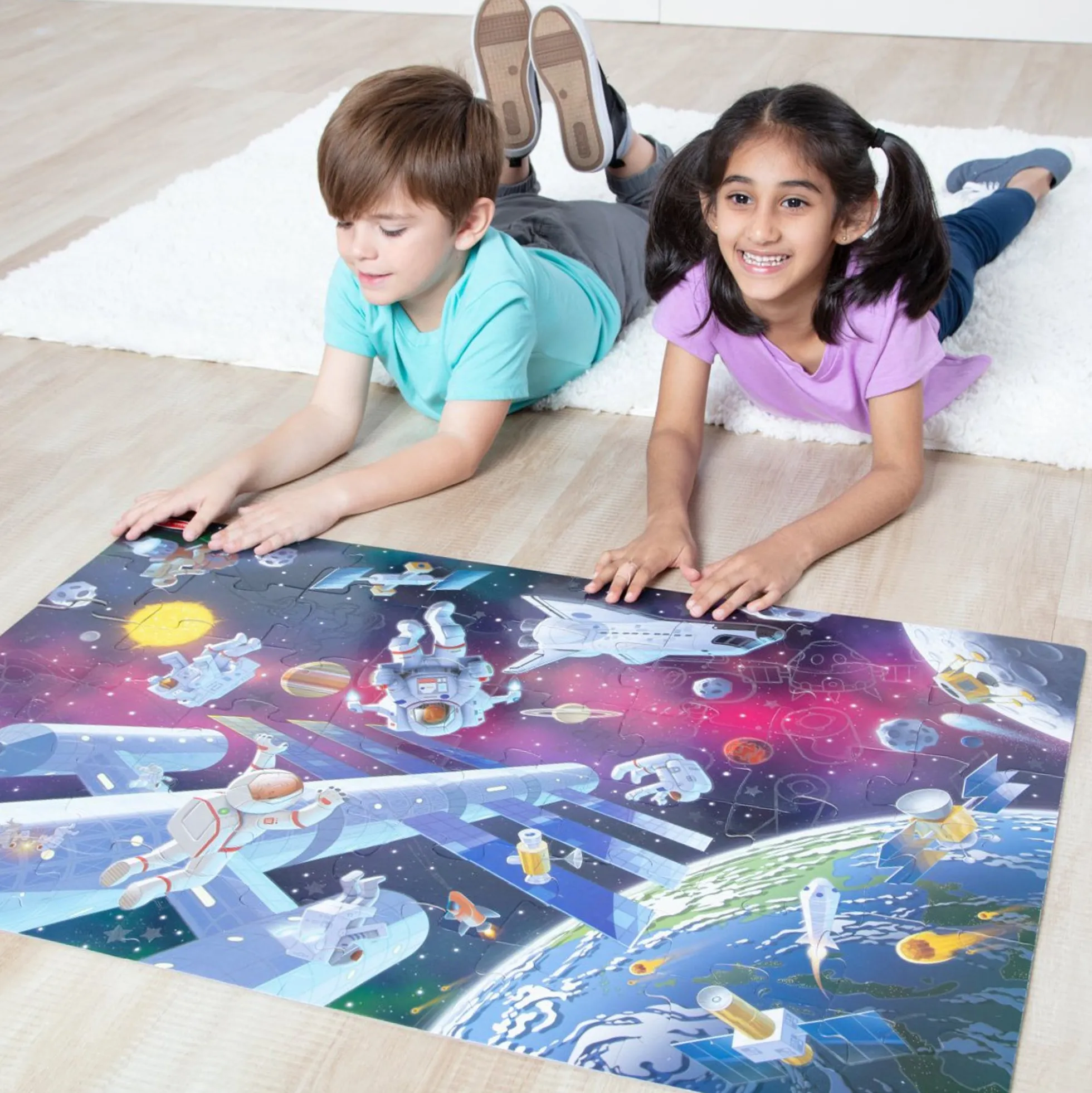 Outer Space Glow-in-the-Dark Floor Puzzle – 48 Pieces