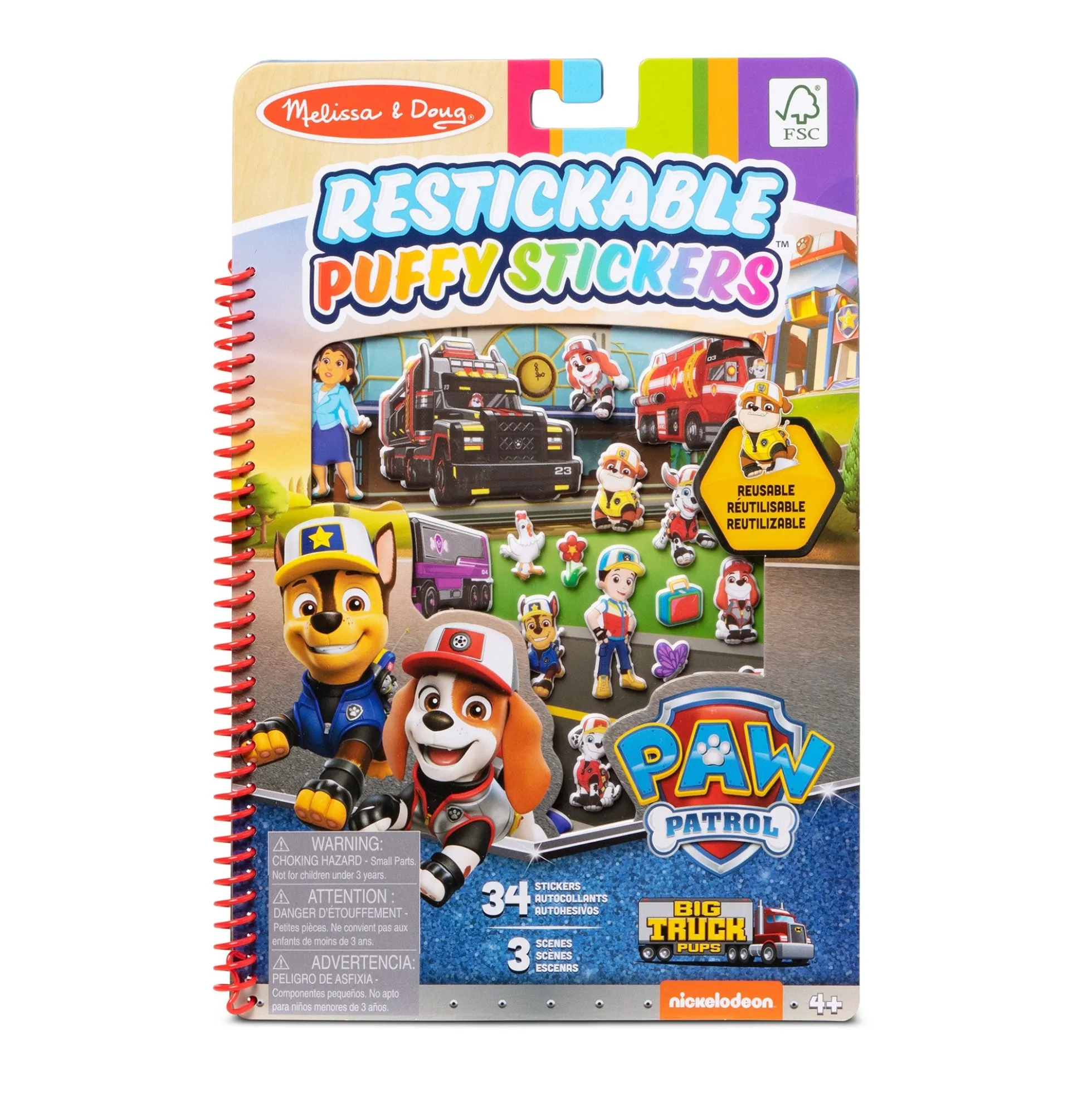 PAW Patrol Restickable Puffy Stickers - Big Truck Pups