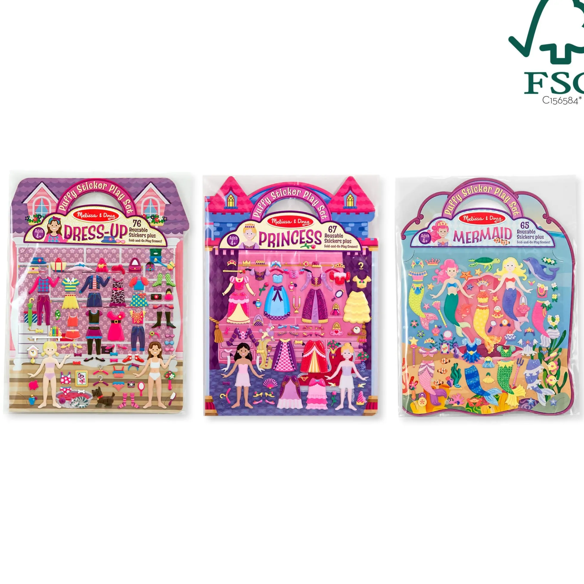 Puffy Sticker Bundle - Dress-Up, Princess and Mermaid