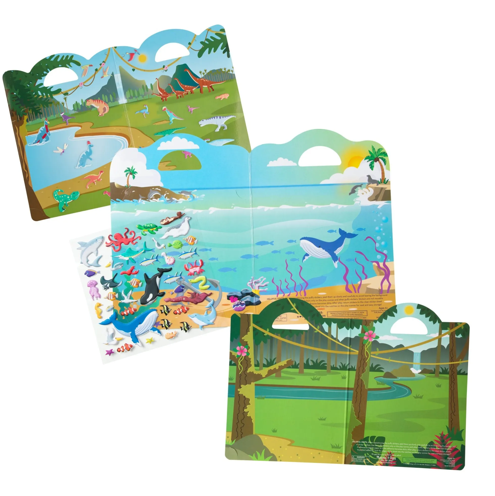 Puffy Sticker Play Set 3-Pack: Safari, Dinosaur, Ocean