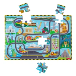 Race Around the World Tracks Floor Puzzle - 48 Pieces