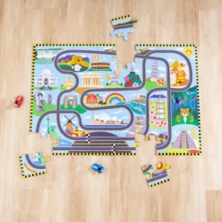 Race Around the World Tracks Floor Puzzle - 48 Pieces