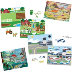 Reusable Sticker Pad 3-Pack: Vehicles, Habitats, Prehistoric