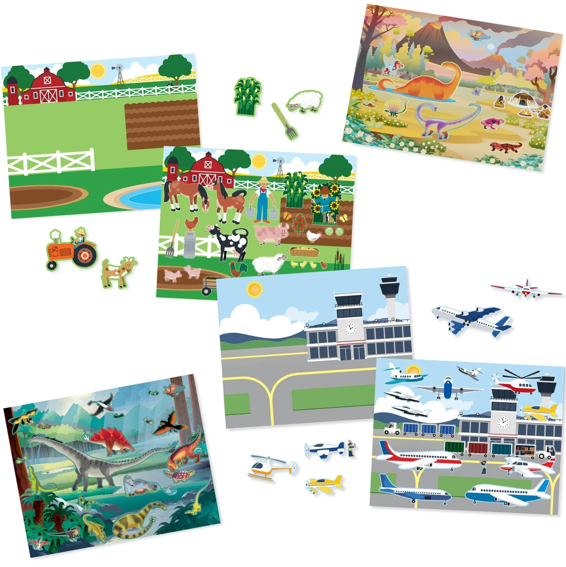 Reusable Sticker Pad 3-Pack: Vehicles, Habitats, Prehistoric