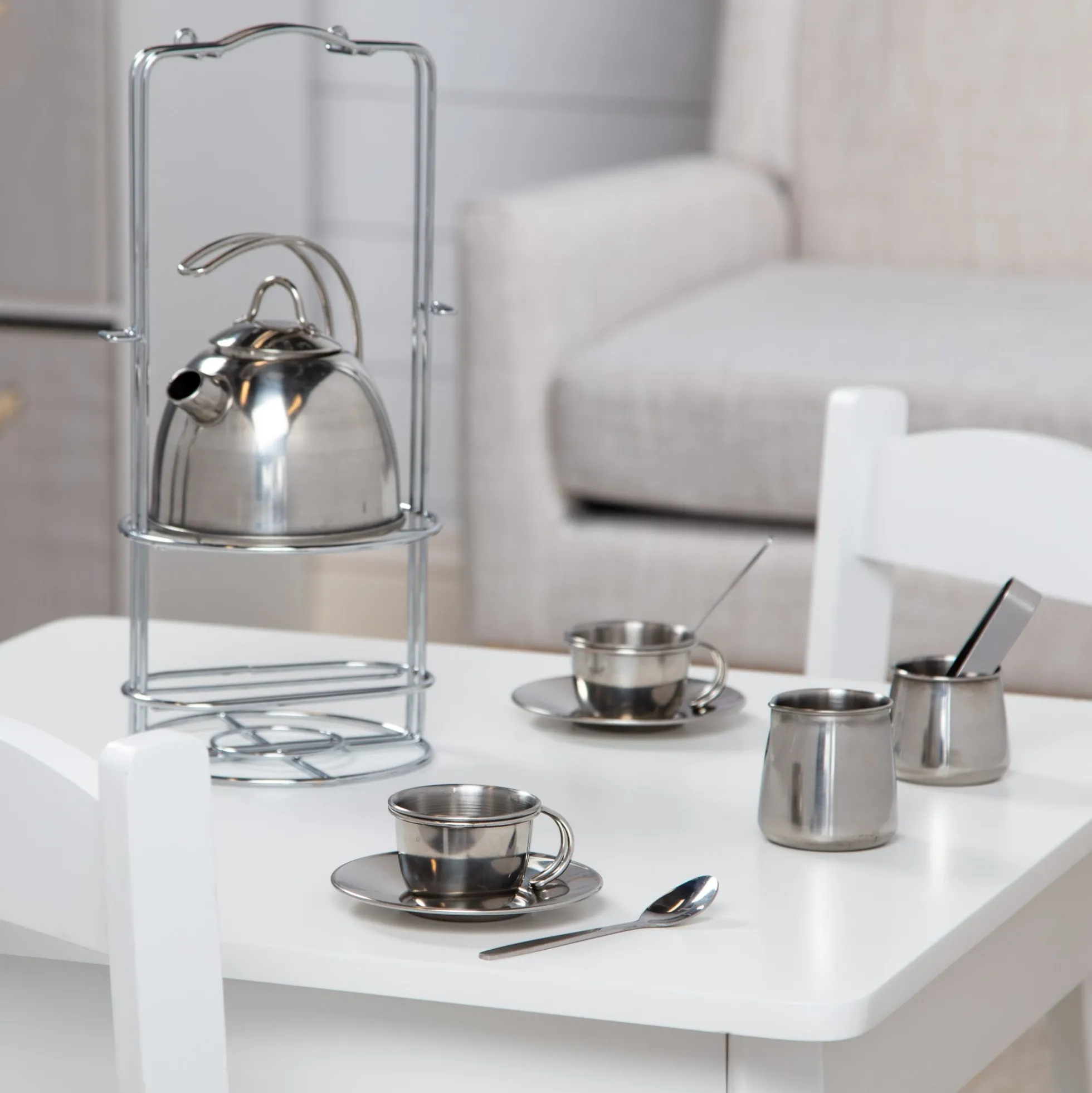 Stainless Steel Tea Set with Storage Stand
