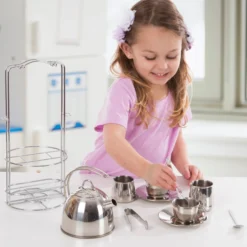 Stainless Steel Tea Set with Storage Stand