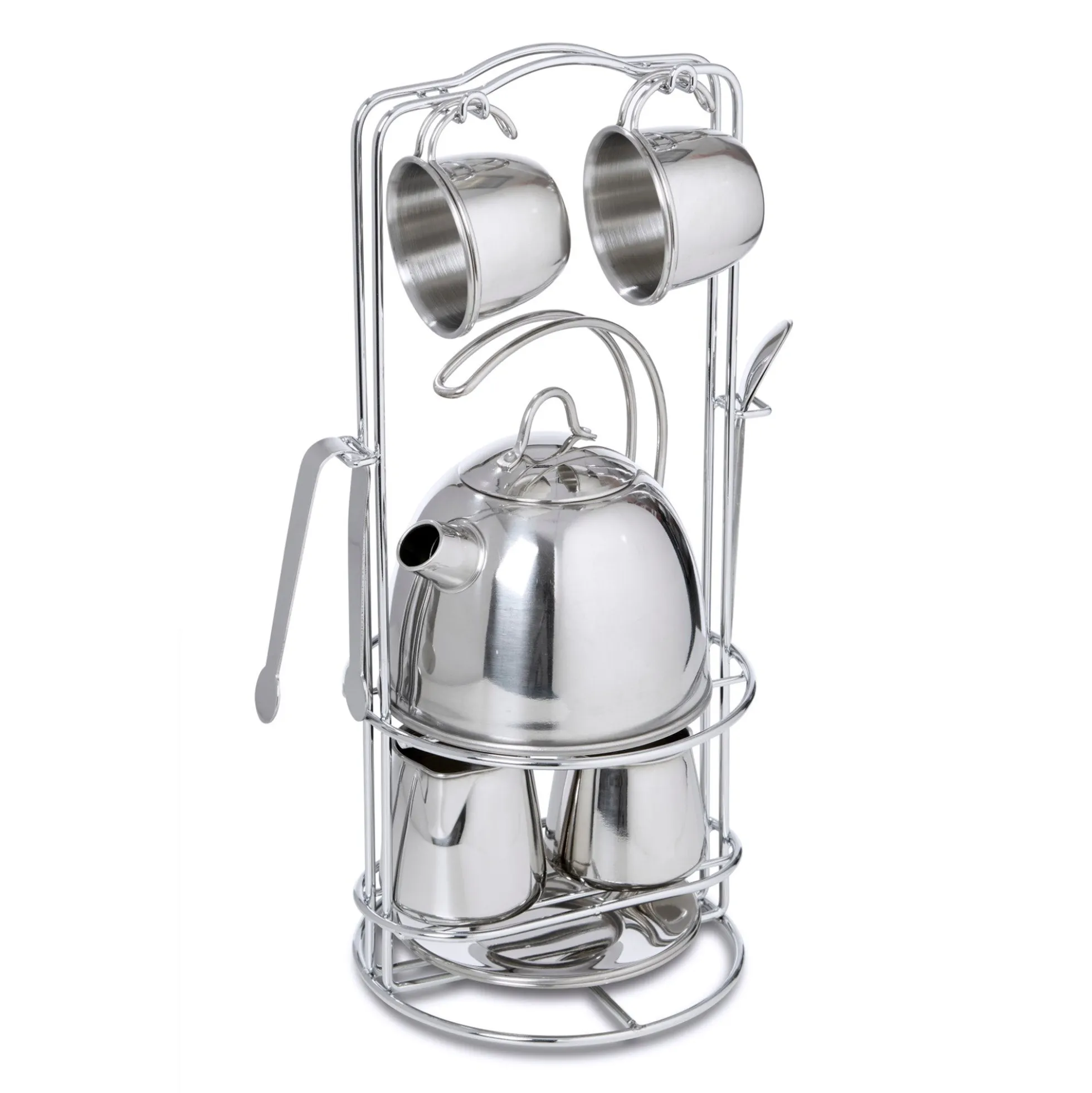 Stainless Steel Tea Set with Storage Stand
