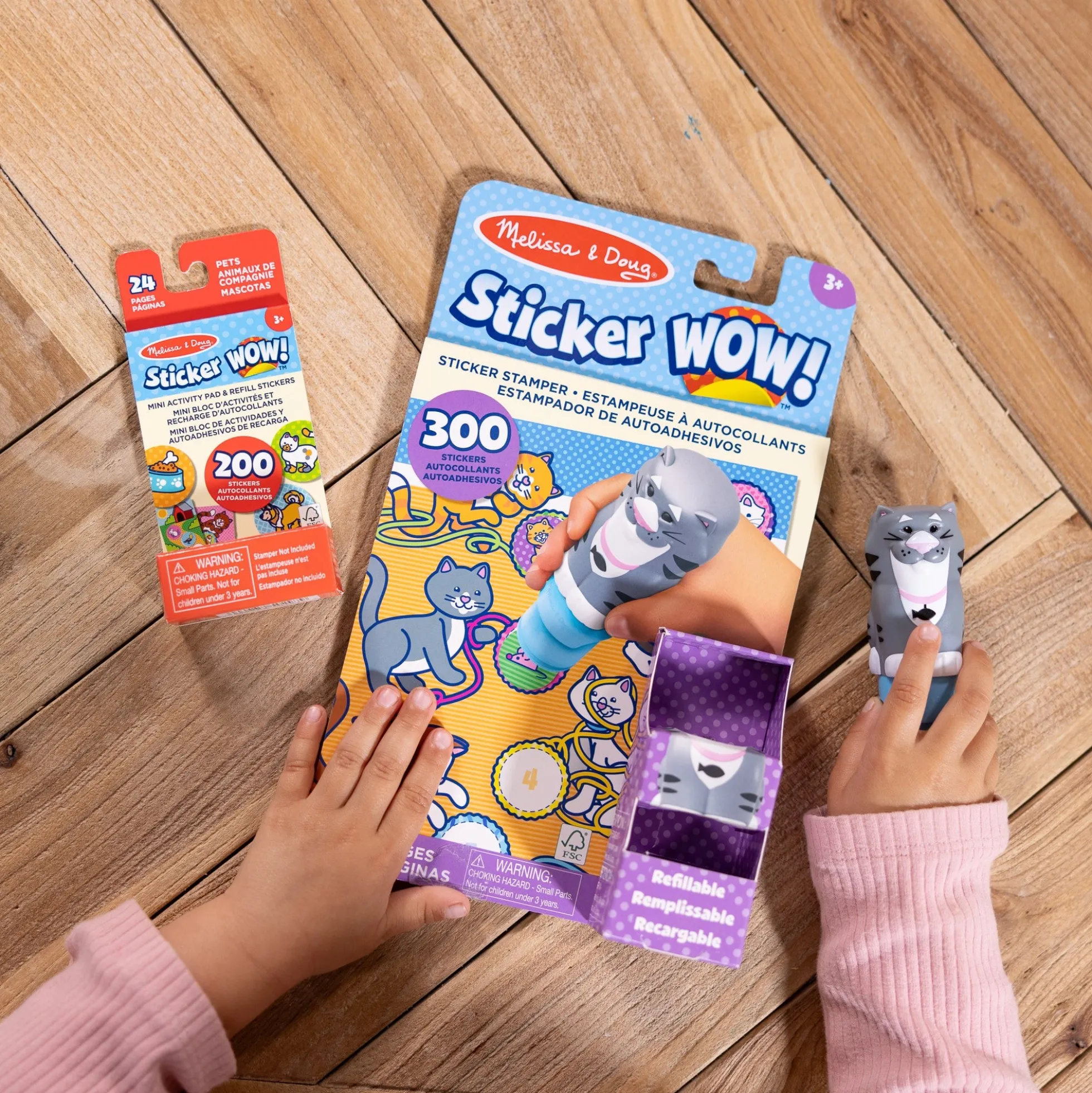 Sticker WOW!™ Cat Bundle: Activity Pad & Sticker Stamper + Mini Activity Pad and 200 Refill Stickers