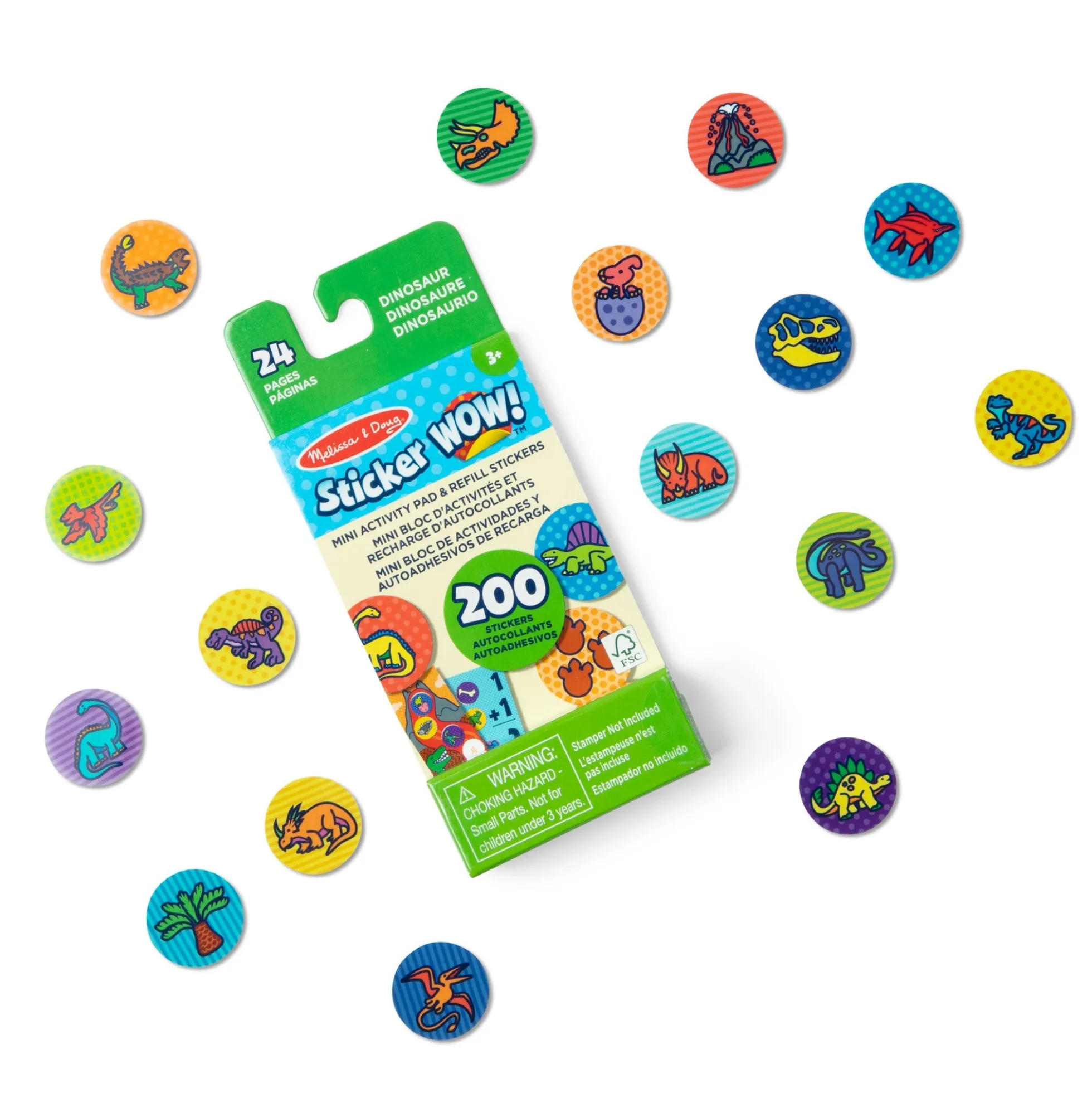 Sticker WOW!® Mini Activity Pad & Refill Stickers - Dinosaur (200+ Stickers, Stamper Not Included)