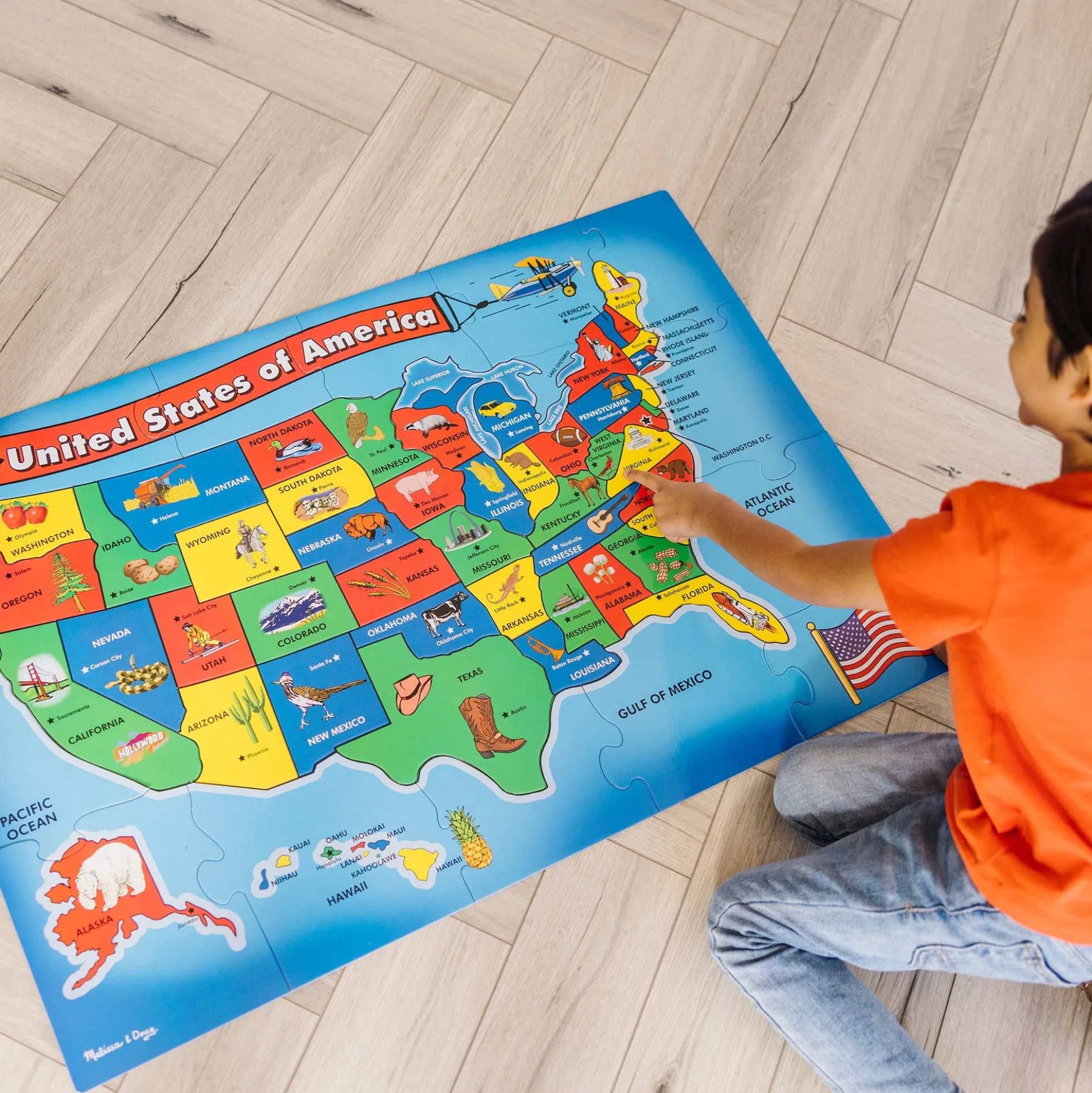 USA Map Floor Puzzle - 51 Pieces