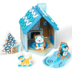 Wooden Gingerbread House Play Set – Winter Frost