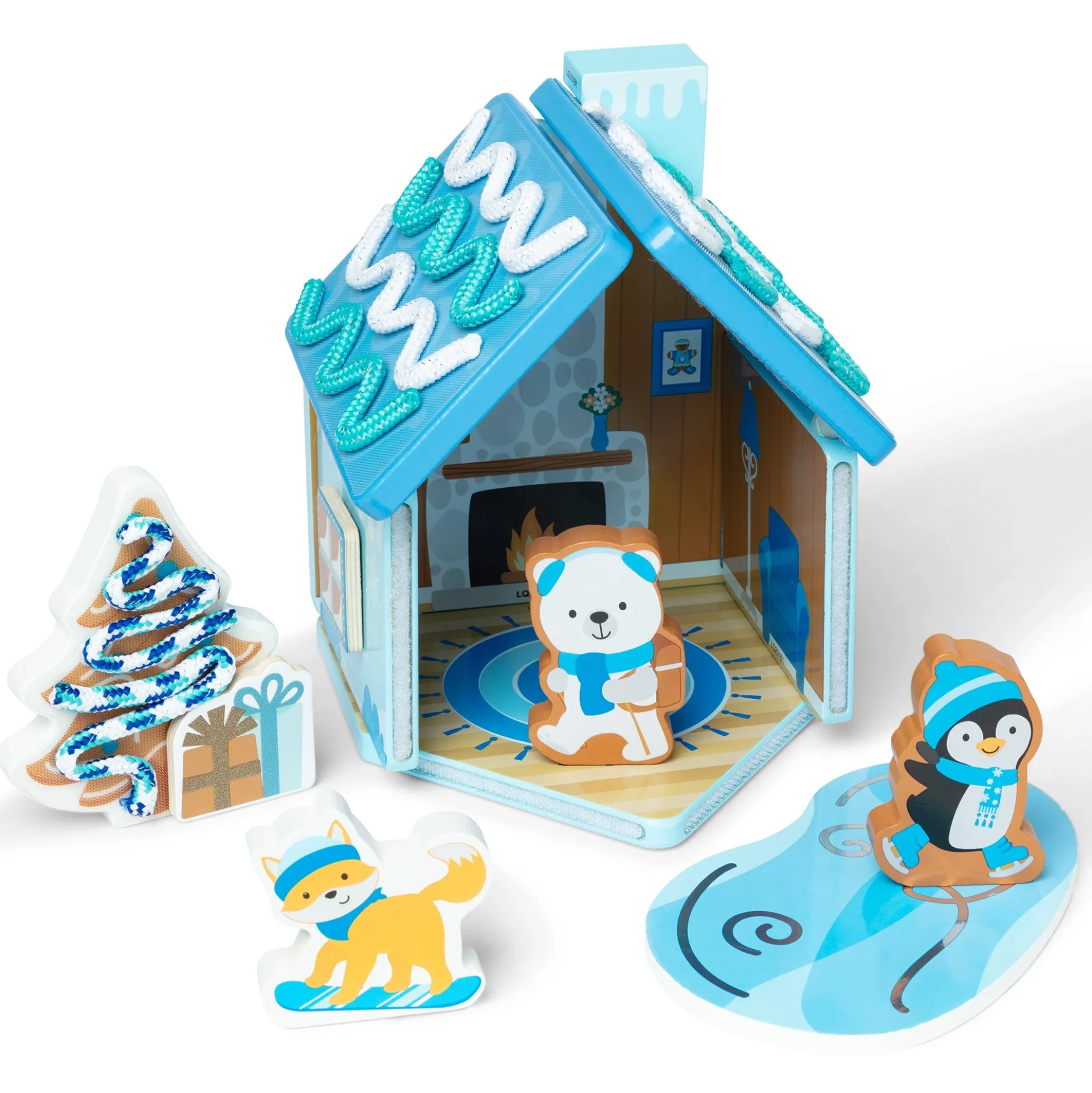 Wooden Gingerbread House Play Set – Winter Frost
