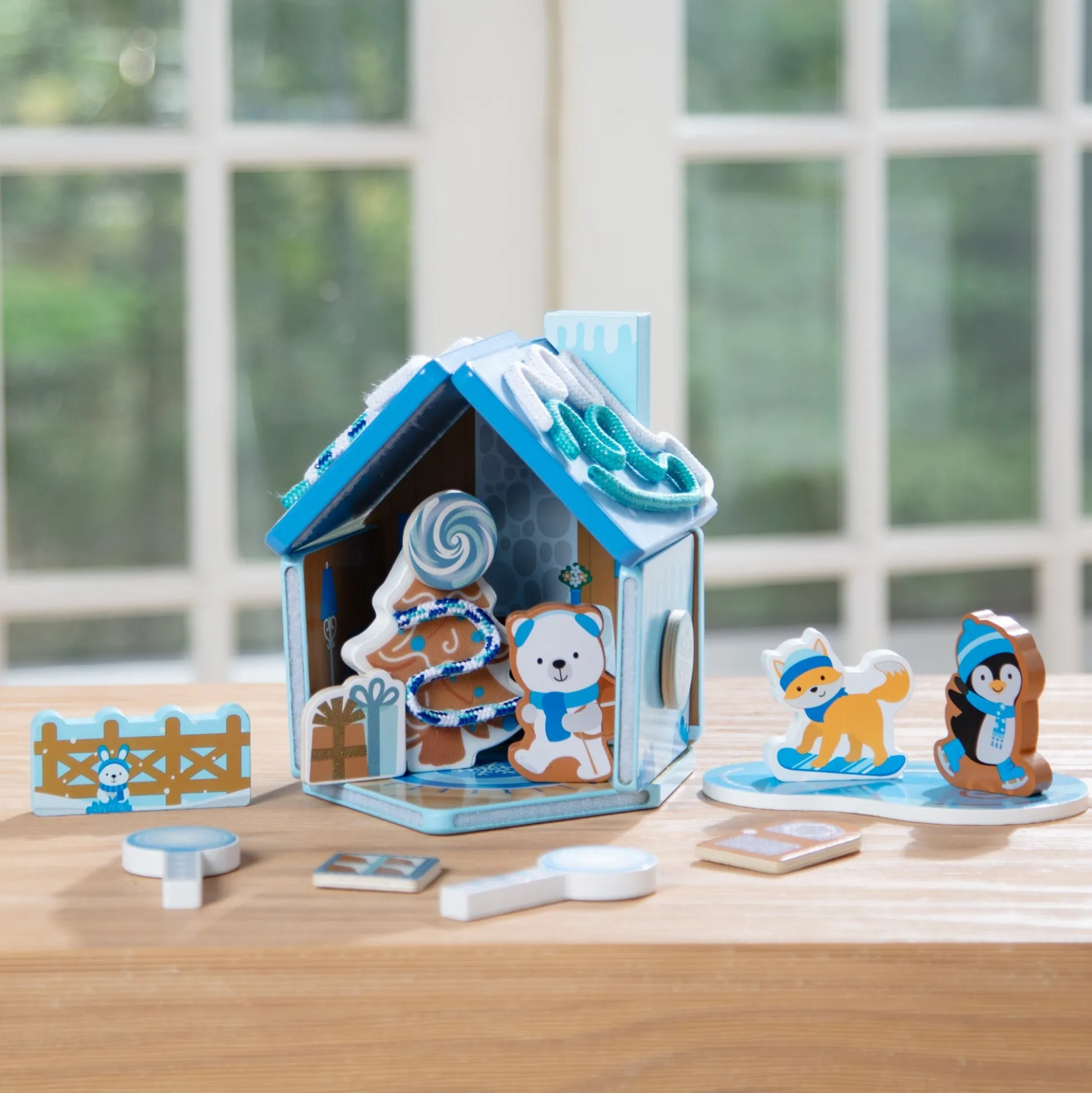 Wooden Gingerbread House Play Set – Winter Frost