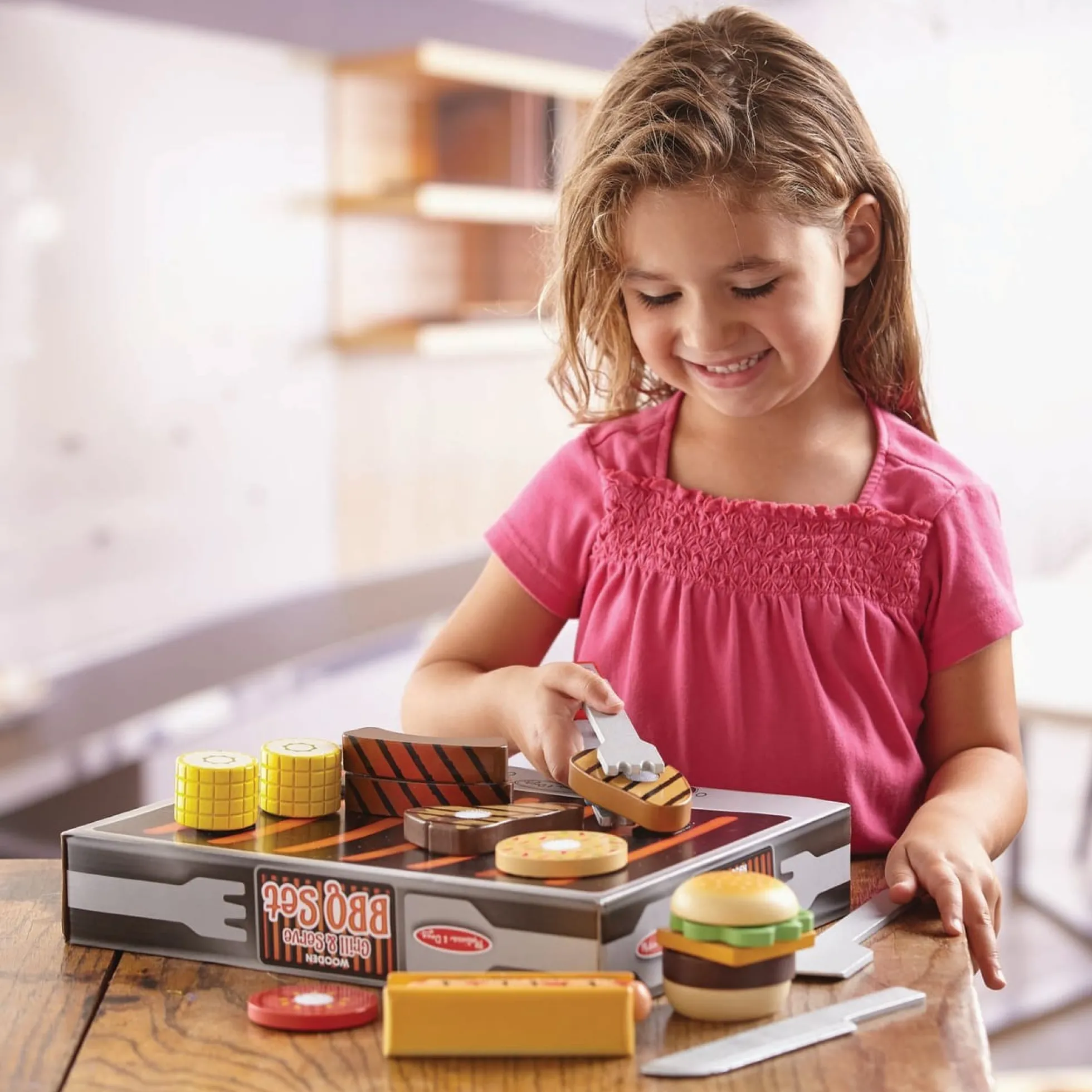 Wooden Grill & Serve BBQ Set