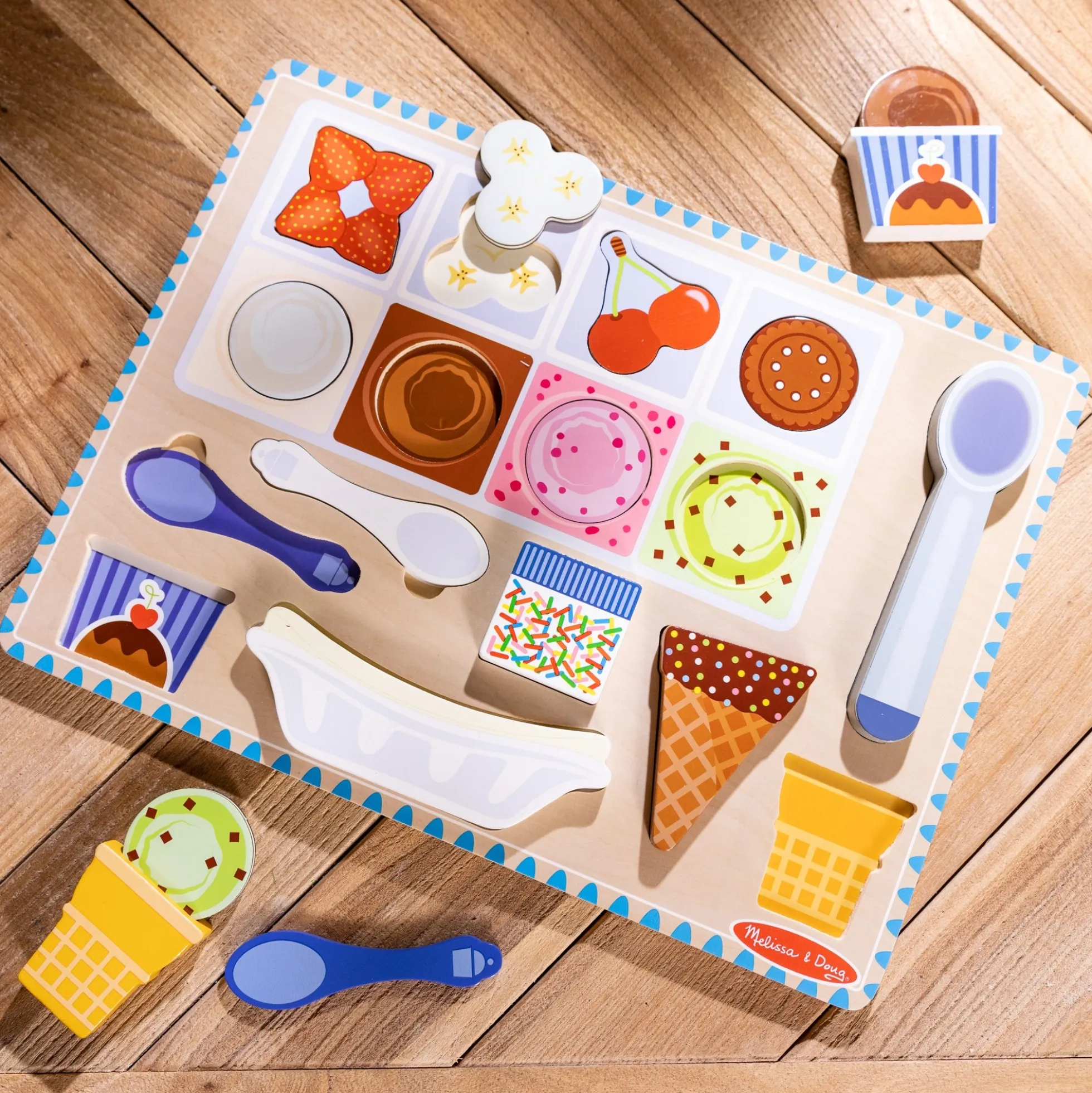 Wooden Magnetic Ice Cream Puzzle & Play Set - 16 Pieces