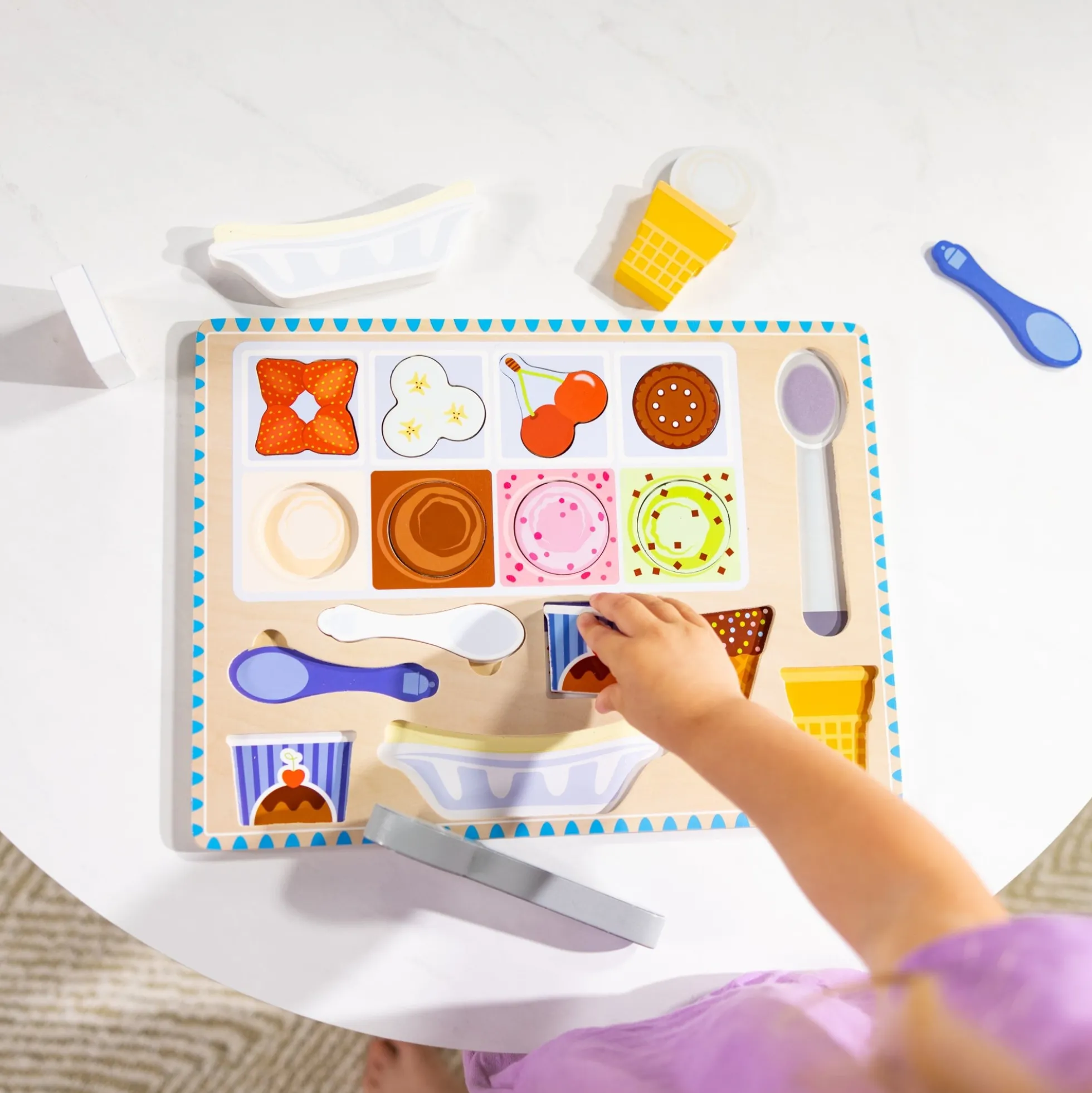 Wooden Magnetic Ice Cream Puzzle & Play Set - 16 Pieces