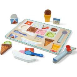 Wooden Magnetic Ice Cream Puzzle & Play Set - 16 Pieces