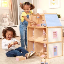 Wooden Multi-Level Dollhouse