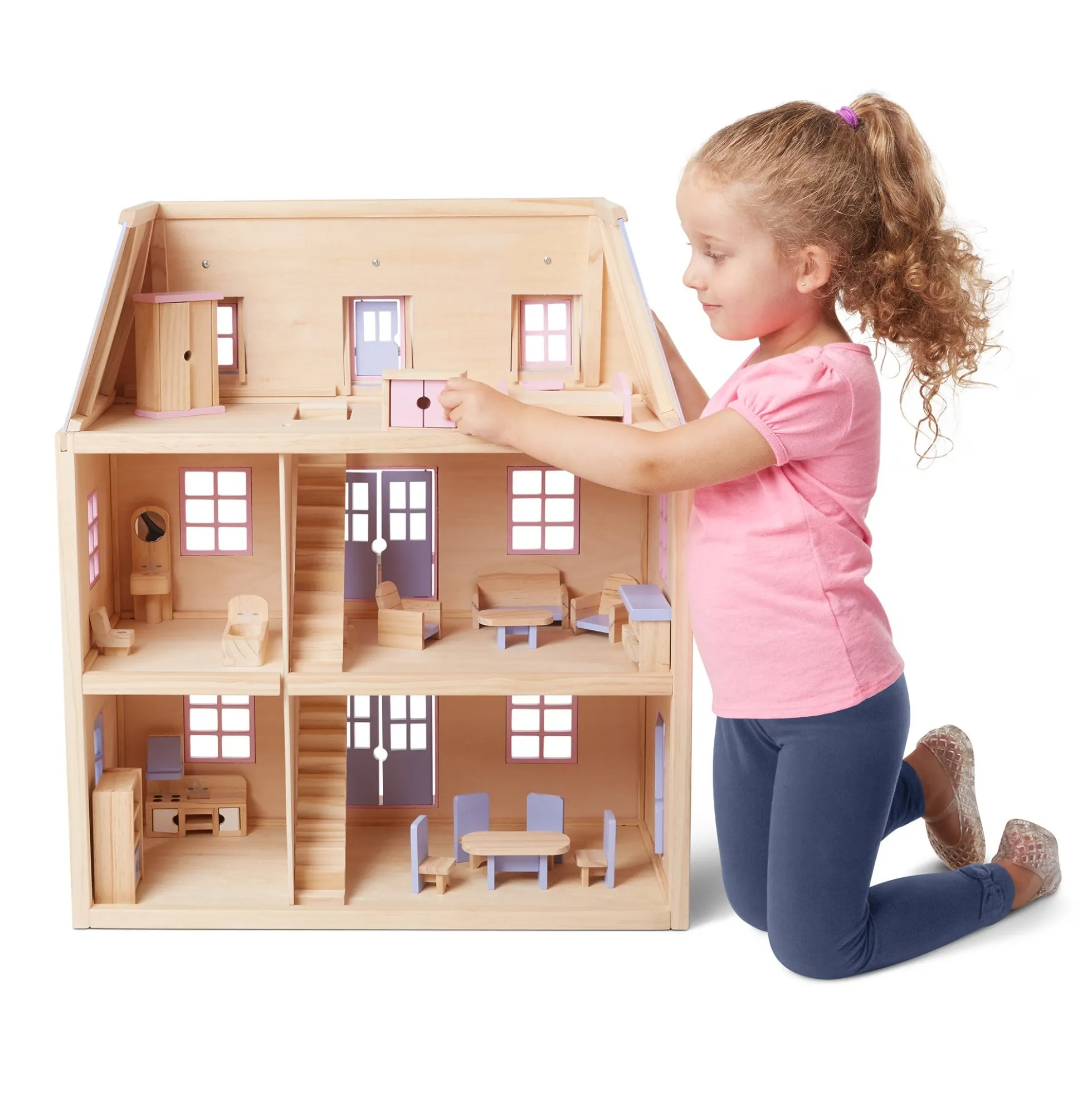 Wooden Multi-Level Dollhouse