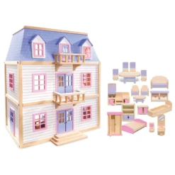 Wooden Multi-Level Dollhouse