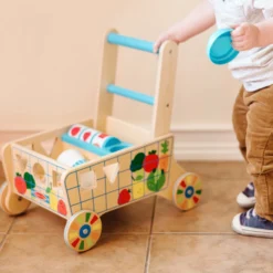 Wooden Shape Sorting Grocery Cart