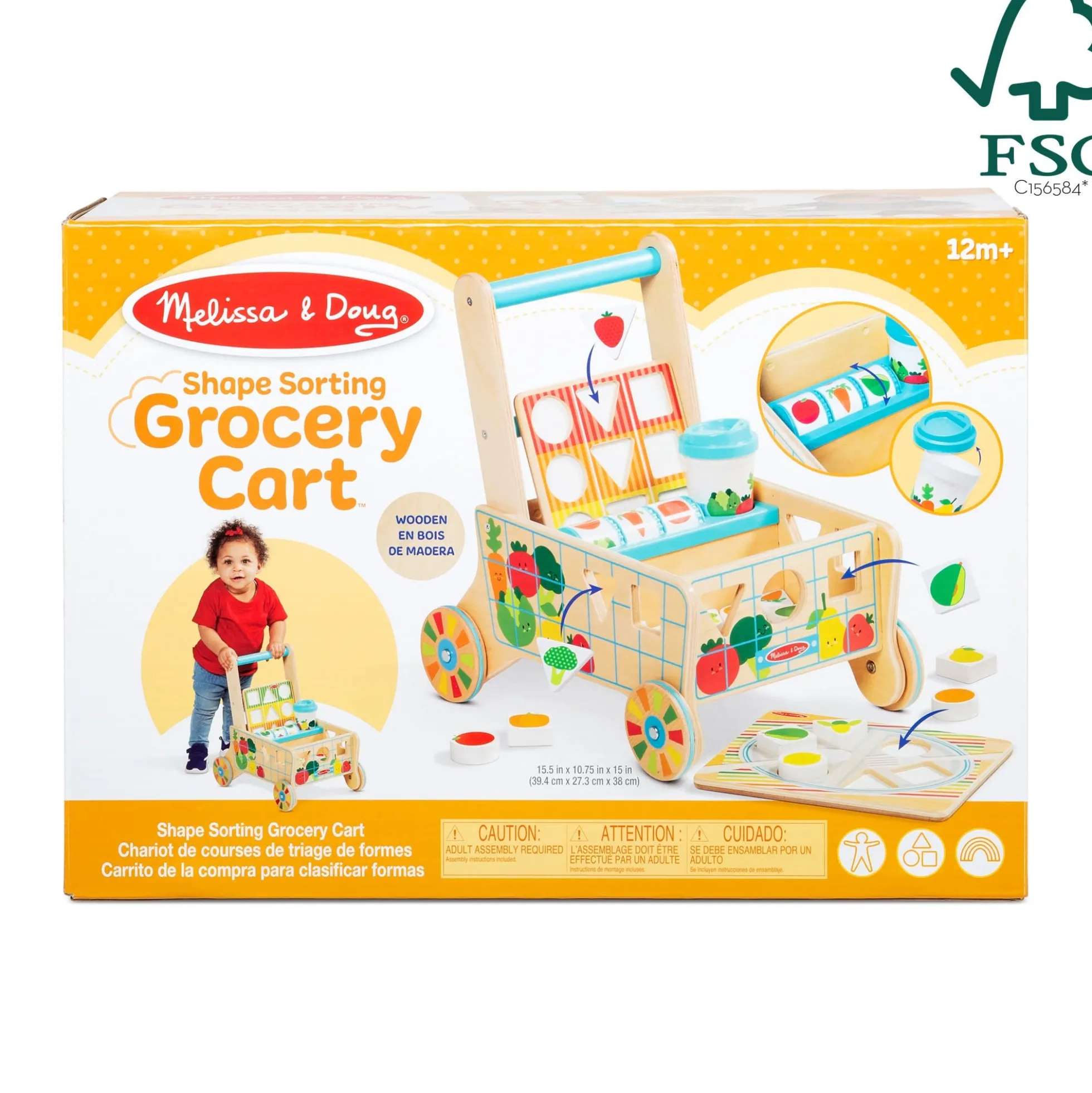 Wooden Shape Sorting Grocery Cart