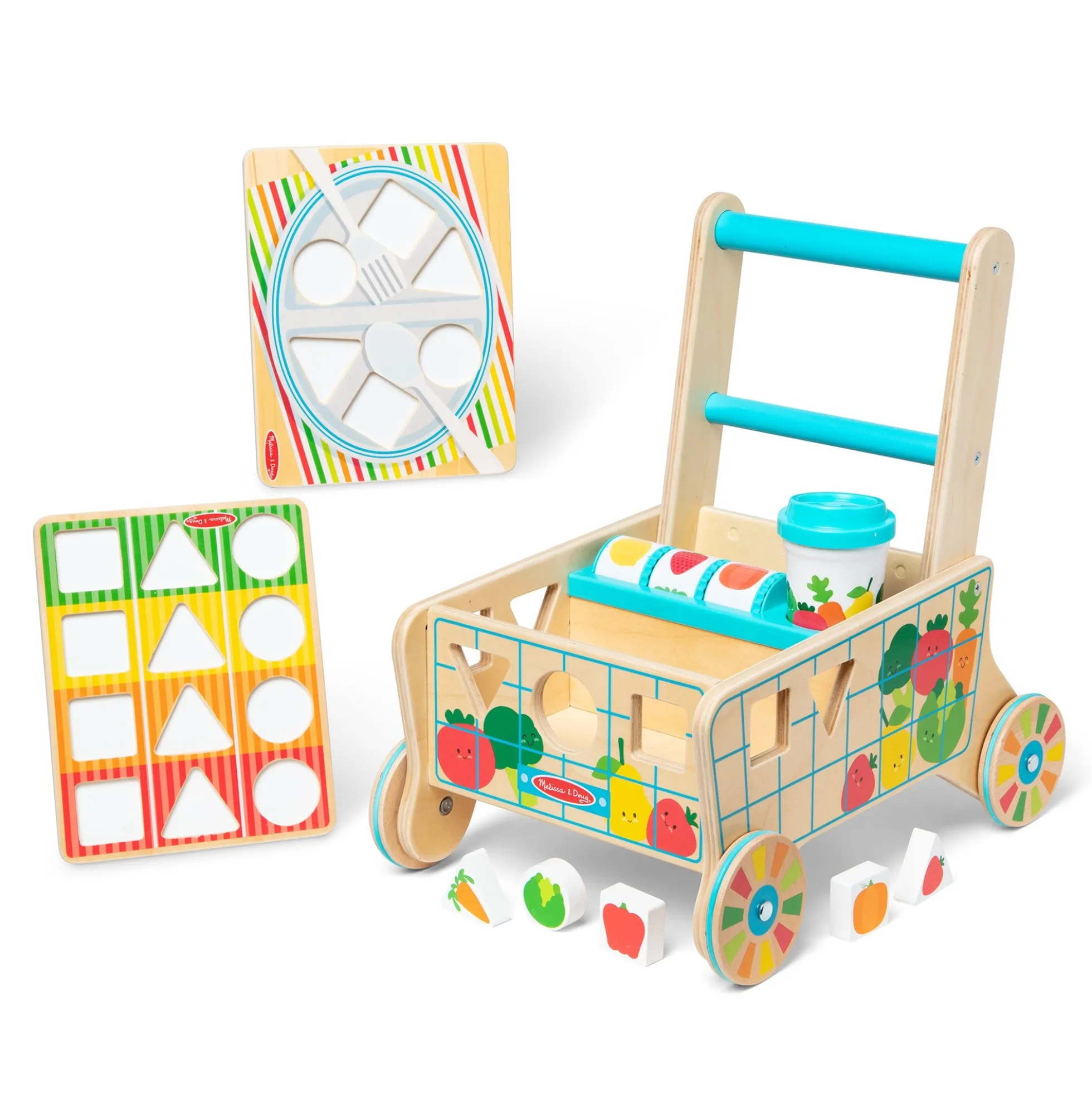 Wooden Shape Sorting Grocery Cart