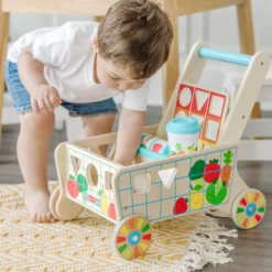 Wooden Shape Sorting Grocery Cart