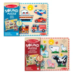 Wooden Sound Puzzle 2-Pack – Farm Animals, Vehicles