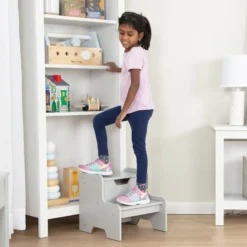 Wooden Step Stool – Gray