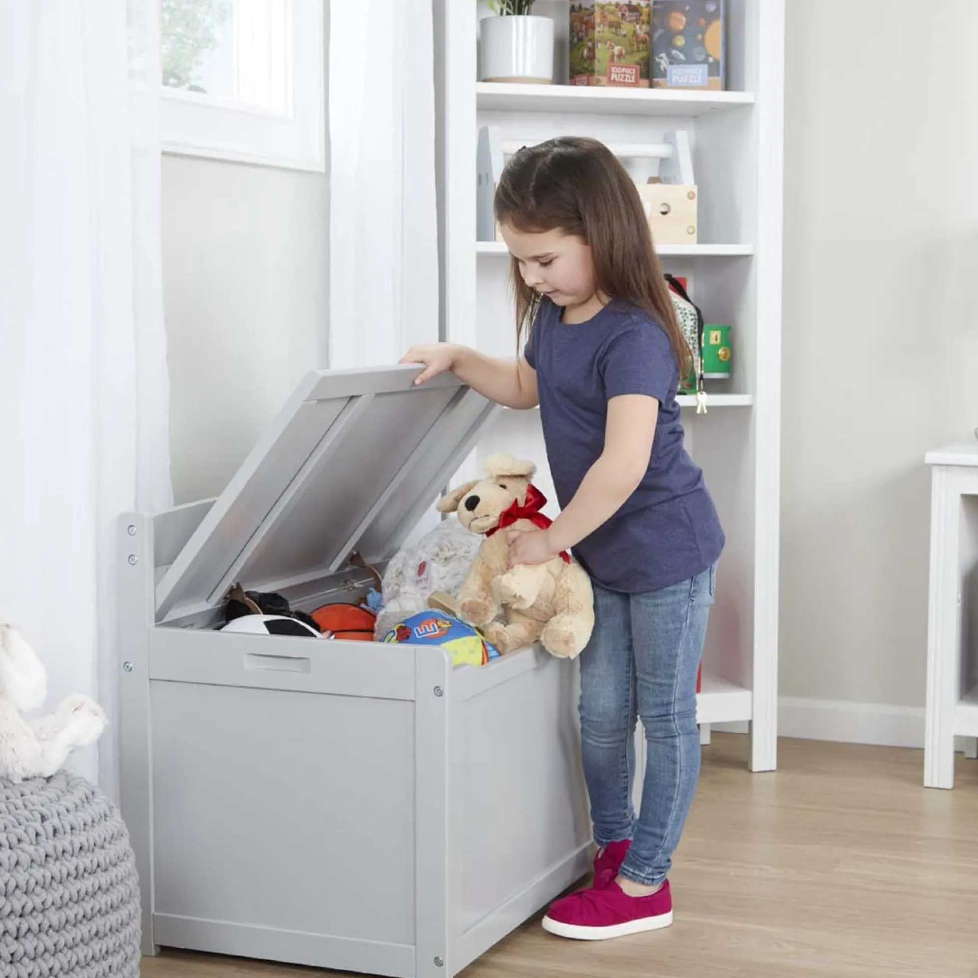 Wooden Toy Chest (Gray)